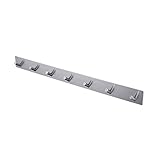 Kes Self Adhesive Hooks Rail STAINLESS STEEL 7-Hook Rack Bath Towel Hook Sticky Bathroom Kitchen Towel Multi Hanger Brushed Finish, A7063H7-2