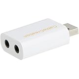 CableCreation USB to Audio Adapter, Lovers External USB to 2 x 3.5mm Stereo Jack Audio Splitter for Windows, Mac, Linux Extra, Plug and play No External drivers, White Color