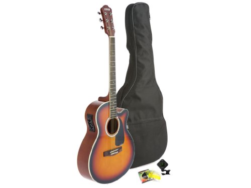 Fever Full Size Jumbo Body Steel String Acoustic-Electric Guitar Sunburst with Bag, Tuner and Strings, 5015CE-SB