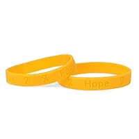 Fundraising For A Cause 25 Pack Gold Ribbon Awareness Silicone Bracelets (25 Adult Bracelets in a Bag)