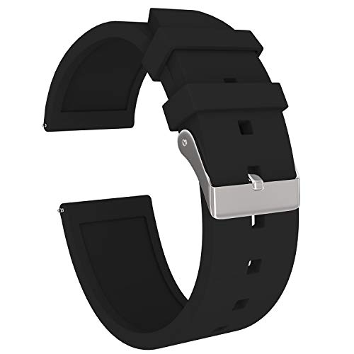 Amandir Silicone Watch Bands Replacement Soft Rubber Watch Straps with Ear Pins, Choose Color & Width - 18mm, 20mm, 22mm