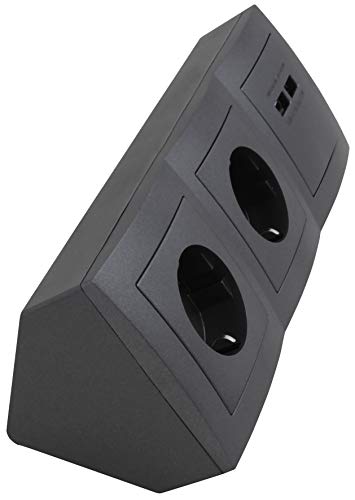 MC POWER Flair Stopcontactdoos, onderbouwcontactdoos, 2-voudige geaarde contactdozen + 2x USB, 15 cm kabel, 250V~/16A… - Afbeelding 4