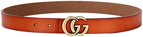 Uwelucky Women's Leather Thin Vintage Dress Belts For Jeans With Metal Buckle Belts