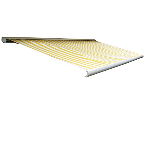 Elektrische Kassettenmarkise T124, Markise Vollkassette 5x3m - Polyester Gelb/Weiß