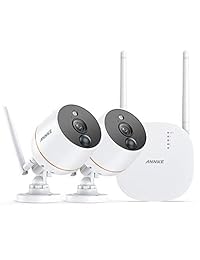 ANNKE 4CH 1080P FHD Mini Wi-Fi Video Surveillation System (2) Impermeable Cámara IP, Plug Play, Auto Match, Two-Way Audio, PIR Motion Detection, Support UP to 128G TF Card, Clear Night Vision