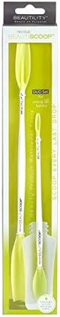 BEAUTISCOOP Duo Set Crisp White/Green Dual-Scoop Beauty Tool (8" & 11" Duo, White/Green)