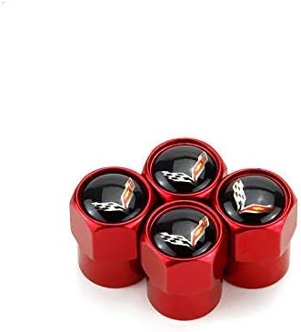 ffomo 4pcs Universal Metal Car Tire Valve Stem Air Caps Cover for Chevrolet Corvette Accessory