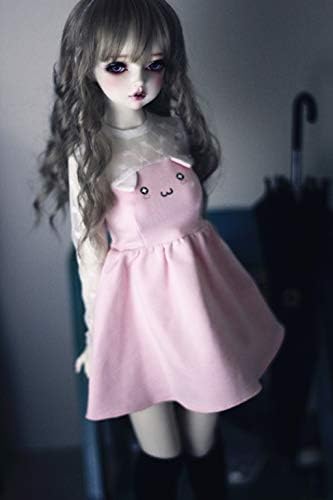 1/3 BJD Doll Clothes Flexible Fashion Cat Ears Knit Lace Dress Suitable for BJD SD AS DZ Clothing (Pink)