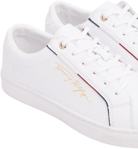 Tommy hilfiger tênis feminino cupsole tommy signature tênis, branco (branco), 36 eu