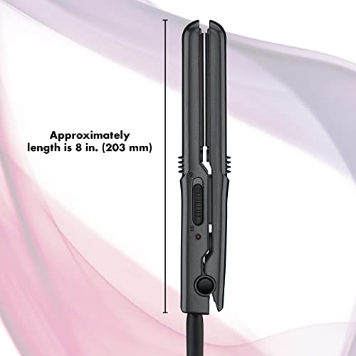 Conair Mini Pro CS80XAC 1/2-Inch Hair Straightener, 56°F (180°C) High Heat, Dual Voltage, 13mm Flat Iron, Black, Travel flat iron