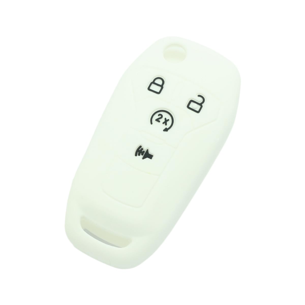 BROVACS Silicone Cover Protector Case Holder Skin Jacket Compatible with FORD 4 Button Flip Remote Key Fob CV2721 White