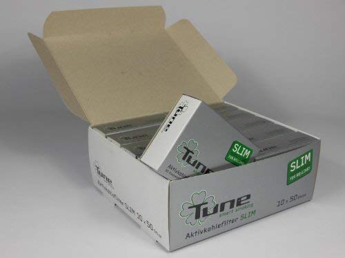 500 Tune Slim Activated Charcoal Filters (10 boxes of 50) Display 7 mm Roll-Up Filter Tips by actiTube.