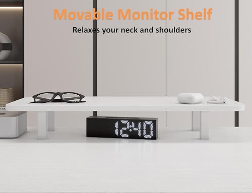 Xyphren 100cm Computer Desk with Drawers & Power Outlets, Office Desk with Storage Monitor Stand, Reversible Small Desks for Home Office Bedroom, White