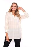 PatiskhaLife Women Blouses – ¾ Sleeve Button Down Collared Shirts – Office, Casual and Formal (Naturel, Small)