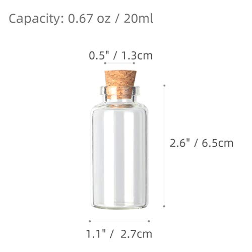 Magic Season Decorative Glass Bottles (15 Pcs w/Cork Stopper 0.66 oz/1.06" D/2.36" H)