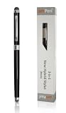 Stylus, amPen Hybrid 3-in-1 Stylus for iPad/2/3/4, iPad Air, iPad Mini 2/4, iPhone, Galaxy Phone, Galaxy Tab, and any Touchscreen Smartphone or Tablet - (Tips are Replaceable) Black