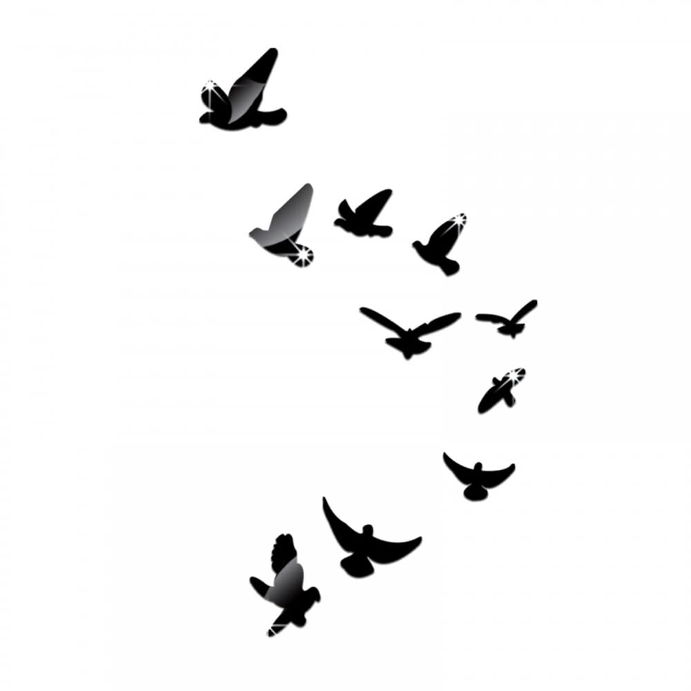 3D Acrylic Wall Sticker, Flying Birds Art Wall Decal Waterproof Mirror Wall Sticker for Living Room Bedroom Bathroom