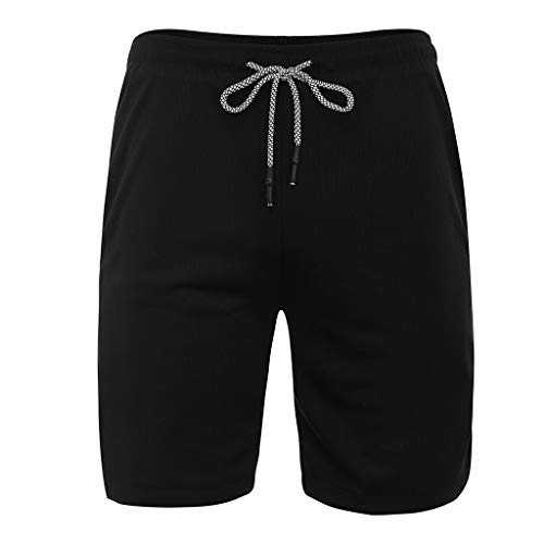 Cianjue_shorts Men's Summer Sports Short Fast Drying Training Running Pants with Pockets Inside (L, Black)