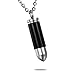 HooAMI Bullet Urn Necklace Cremation Jewelry for Ashes Keepsake Memorial Pendant Black Silver 34mm