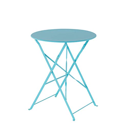 Balkonset Metall blau türkis 3-teilig Tisch rund 2 Stühle klappbar modern Fiori – Bild 7