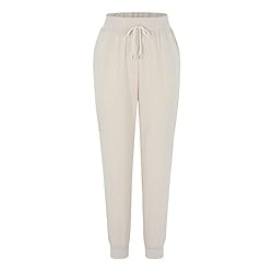 White Pants Women Drawstring Back Elastic Waist