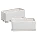 MyGift 10 Inch Modern Unglazed White Ceramic Indoor Plant Pot with Drainage Hole, Rectangular Succulent Planter Window Box with Removable Saucer, 2 Pack