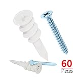 Plastic Drywall Wall Anchors Screw Assortment Kit 60 Pieces - Best Quality Plastic Self Drilling Drywall Anchors with Screws Kit