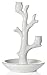 Beth Marie Luxury Boutique Owl Ring Holder Tree Dish, White with Real 24K Gold Plating, Ceramic Engagement & Wedding Ring Holder