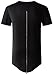 LILBETTER Mens Hipster Hip Hop Basic Longline Crewneck T-shirt Back Zipper Trim