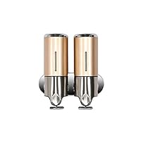 GODECOR Double- Head Soap Dispenser Stainless Steel Soap Dispenser Hand Soap/Bath Liquid Box Wall- Mounted 500ML, for Hotel Bathroom Shampoo Gel Shower Box - Gold - YL00002