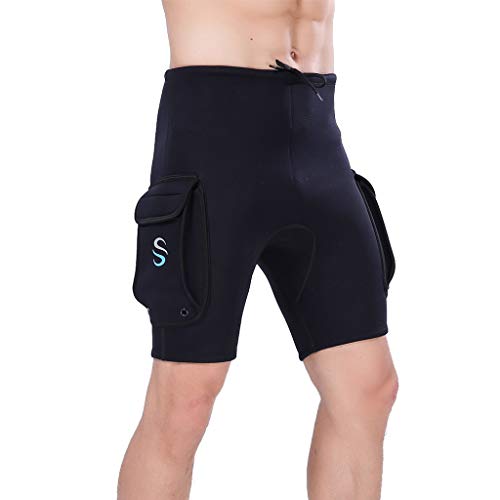 MILIMIEYIK Men's Neoprene Wetsuit Shorts Diving Suits Pants 3mm for Swimming Canoeing Surfing with Pocket Black