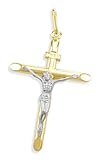 Crucifix Cross Pendant 14k White Yellow Gold Jesus Charm 1.50 inch