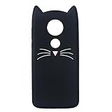 Mulafnxal Case for Motorola Moto E5 Plus,E5 Supra,Soft Silicone 3D Cartoon Animal Slim Cover,Cute Cases Kids Girls Shock Proof Rubber Gel Kawaii Character Protector for Moto E5Plus + (Black Cat)
