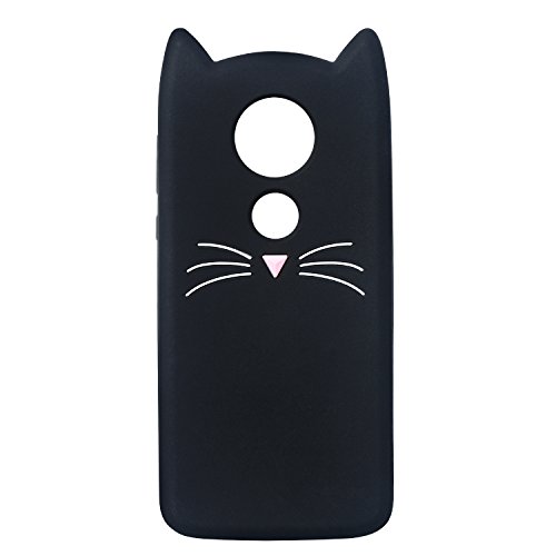 Mulafnxal Case for Motorola Moto E5 Plus,E5 Supra,Soft Silicone 3D Cartoon Animal Slim Cover,Cute Cases Kids Girls Shock Proof Rubber Gel Kawaii Character Protector for Moto E5Plus + (Black Cat)