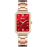 Leatrom Watch for Women, Women's Easy to Read Time Rectangular Dial Stainless Steel Band Quartz Watch