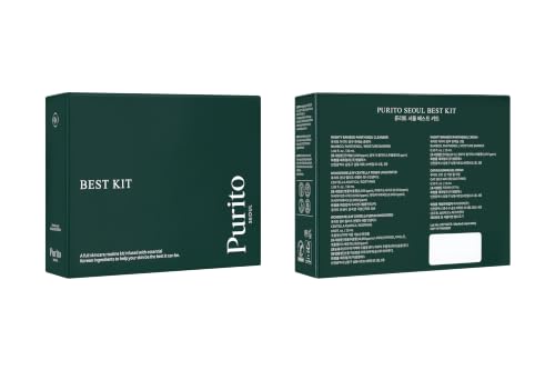 PURITO SEOUL Best Kit - Skincare Routine with Panthenol Cleanser & Cream, Unscented Centella Serum & Toner, For All Skin Types, Gift Set, For Face, Facial Serum, K-Beauty, 3.52 fl. oz.