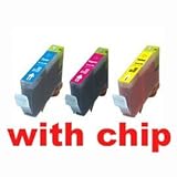 3-Pack Color Ink w/ Chip for Compatible CLI-8 Canon Pixma MP500 MP530 MP600 MP800 iP4200 iP4300 iP4500 iP5200 iP5200