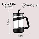 Café Olé Style Cafetière 600ml 2 Cup Plastic Glass French Press Black view 7