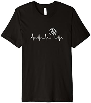 Men's Black Fist Heartbeat - Black Power Fitted T-Shirt Medium Black