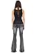 Glamour Outfitters Women's 60s 70s Flares Bell-Bottom Wide Flared Jeans - Faded Grey