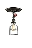 Steel Ceiling Light with Red Handle