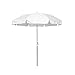 California Umbrella 7.5' Round Aluminum Patio Umbrella with Valance, Crank Lift, 3-Way Tilt, Silver Pole, White Olefin