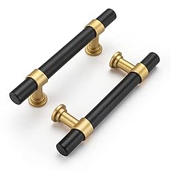 Haliwu 10 Pack Black Cabinet Pulls, Black&Gold