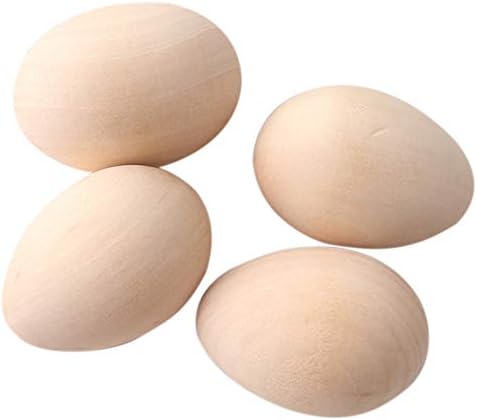 Deanyi Wooden Toy 63MM 12Pc Large Wooden Eggs Shape Diy Unfinished Wood Egg Handmade Bottom Wooden Teething Toys Nurse Gifts Teether for Kindergarten Kids