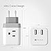 European Travel Plug Adapter,TECKIN Power Adapter with 3 American Outlets & 2 USB Ports,5 in 1 US to EU Power Outlet Adapter ,Type C Plug for German,Italy,France,Spain,White