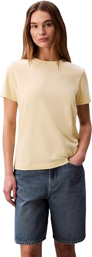 Damen T-Shirt Kurzarm Archive Jersey Tee mit Rundhalsausschnitt, Gelb (French Vanilla), L