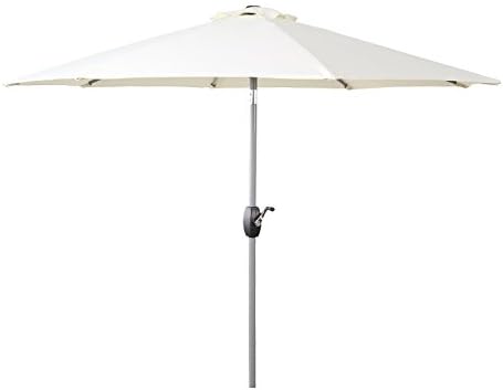 Amazon Com Ulax Furniture 8 Ft Patio Outdoor Market Full Aluminum Umbrella With Push Button Tilt And Crank White Kitchen Dining