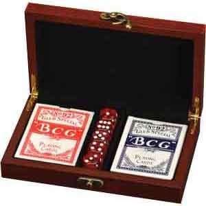 Engraved, Personalized Card and Dice set in Rosewood Box