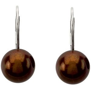 Sterling Silver Freshwater Pearl Chocolate Lever Back. 