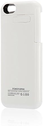 Mobilitivity® Slim Rechargeable Case with 4 LED Lights, Built-in Pop-out Kickstand Holder, 3200 mAh External Battery Backup for IPhone 6 (White)